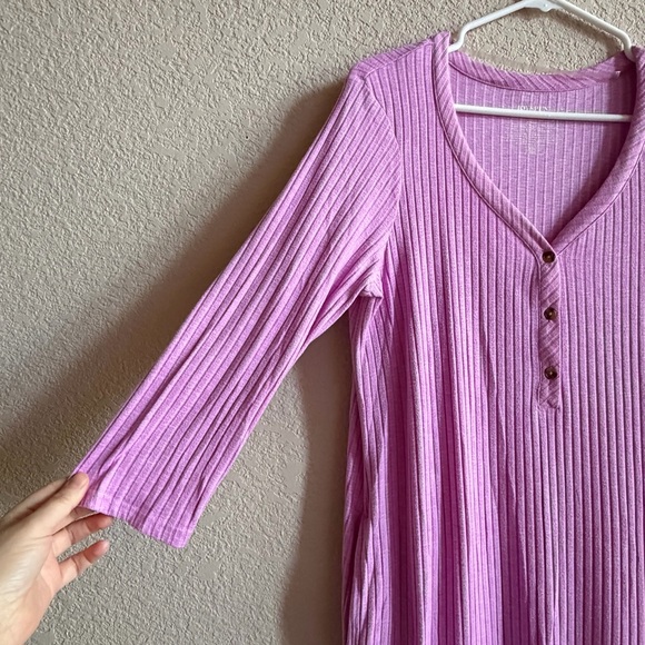 Joyspun Women’s Medium Pink Nightgown Dress Rubbed Henley Stretchy Soft - Picture 5 of 8